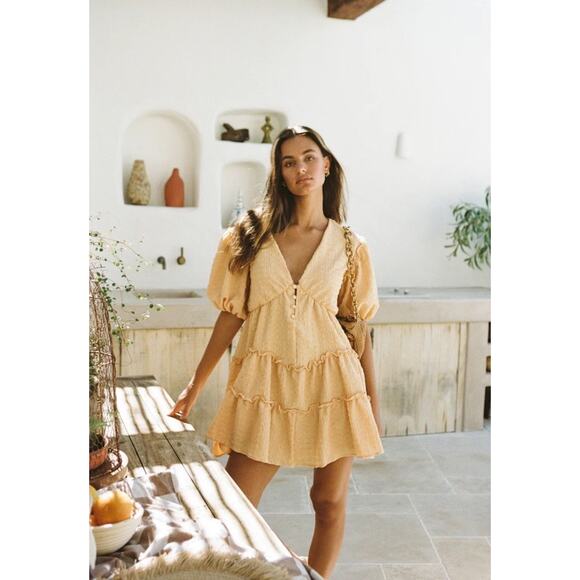 Sabo Skirt Tarelle mini Dress Honey Sz 2 preppy festival coquette core bohemian - Picture 8 of 13